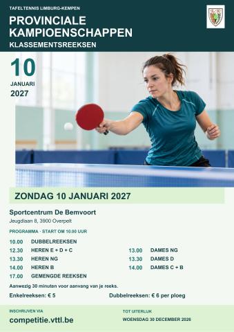 Flyer Provinciale Kampioenschappen Klassementsreeksen